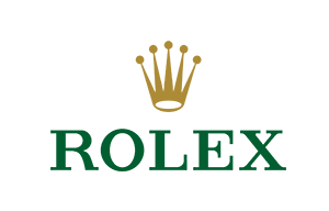 The words Rolex in green capital letters with a gold crown sitting above the words
