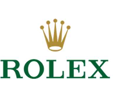 The words Rolex in green capital letters with a gold crown sitting above the words