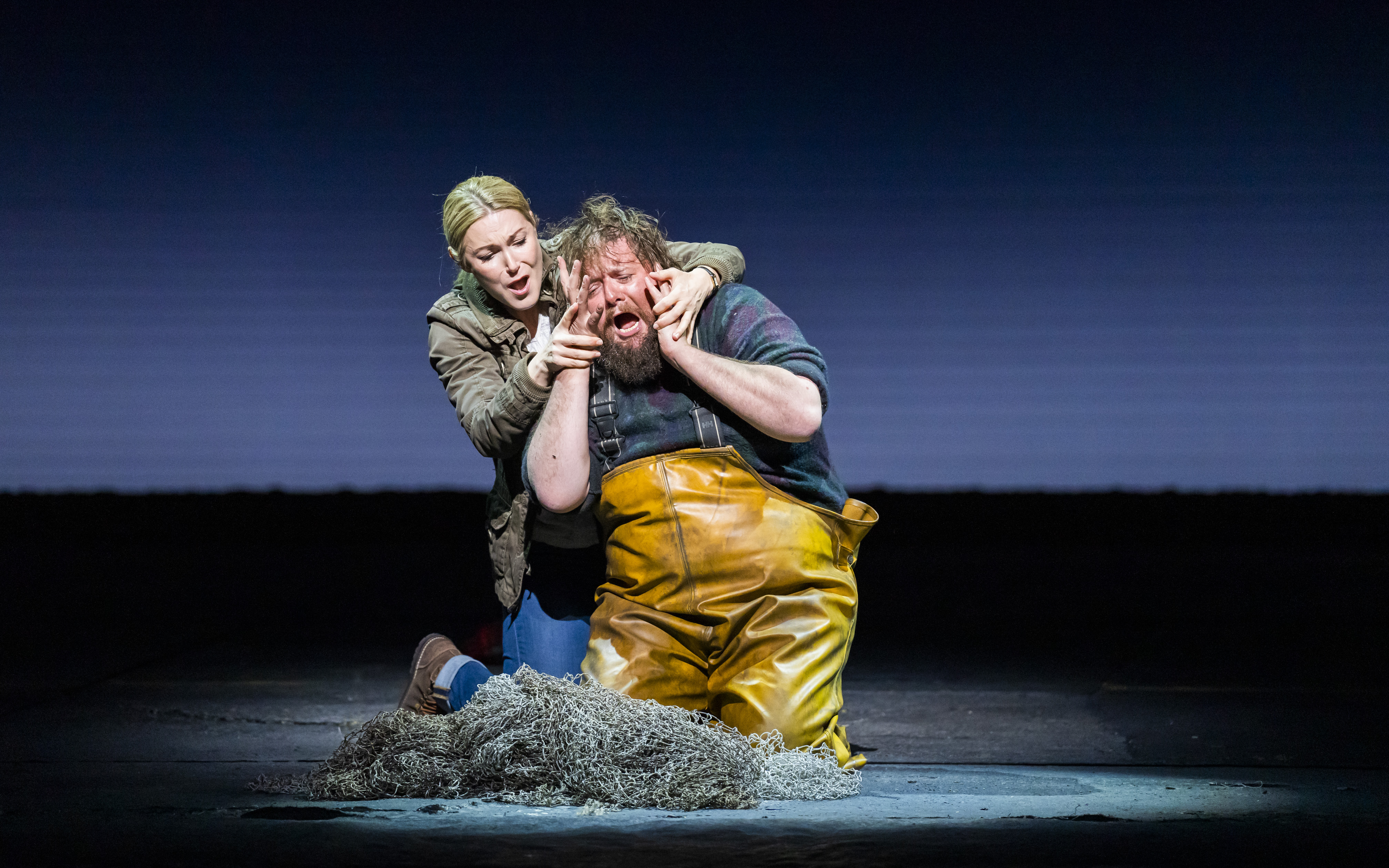 Maria Bengtsson as Ellen Orford and Allan Clayton as Peter Grimes in Peter Grimes, The Royal Opera ©2022 Photographed by Tristram Kenton (1 of 6)