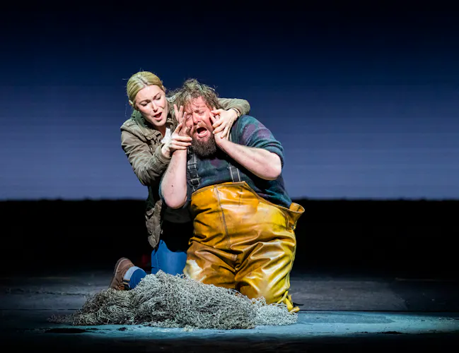 Maria Bengtsson as Ellen Orford and Allan Clayton as Peter Grimes in Peter Grimes, The Royal Opera ©2022 Photographed by Tristram Kenton (1 of 6)