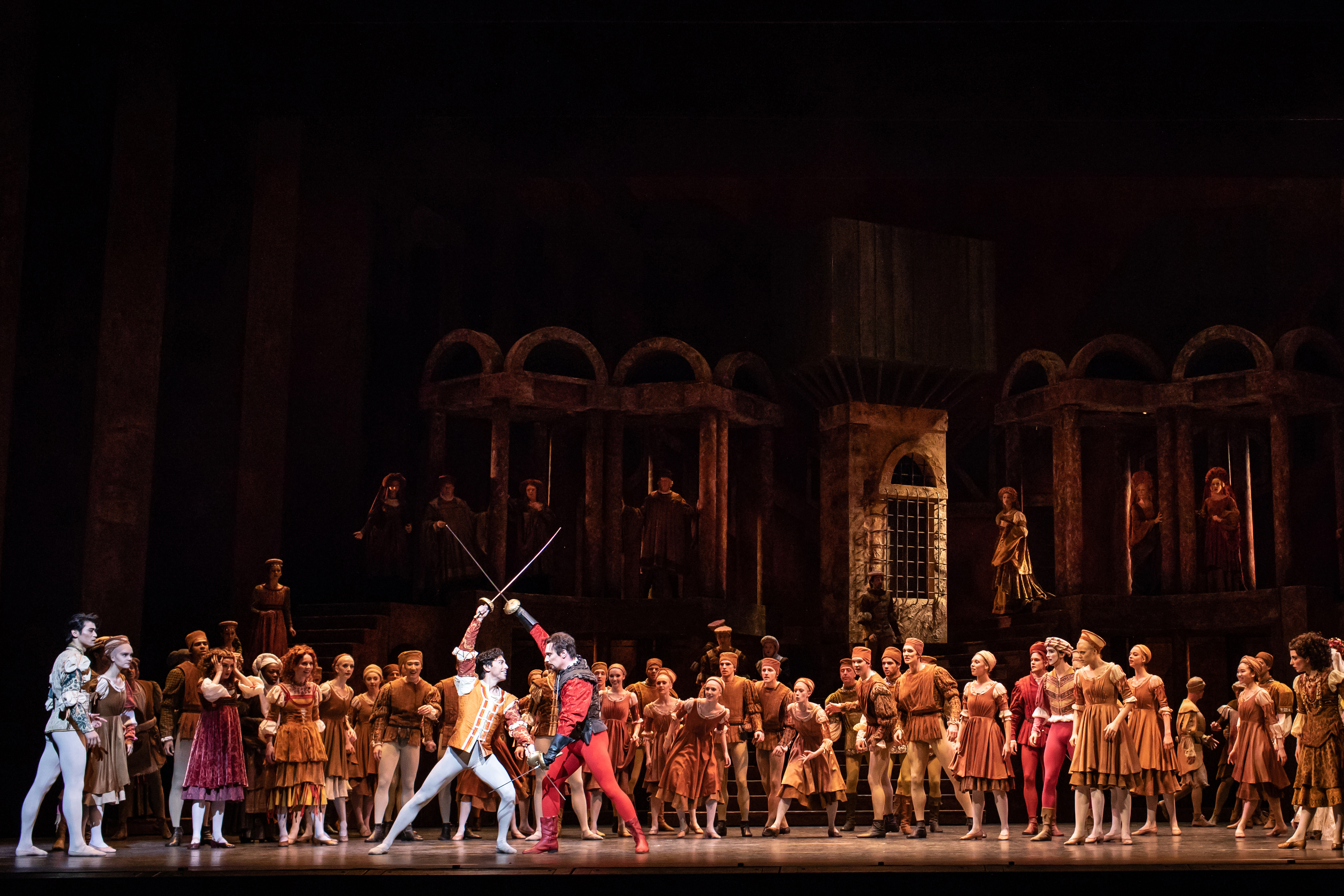 Ryoichi Hirano as Tybalt and James Hay as Mercutio in Romeo and Juliet ©2019 ROH. Photograph by Helen Maybanks