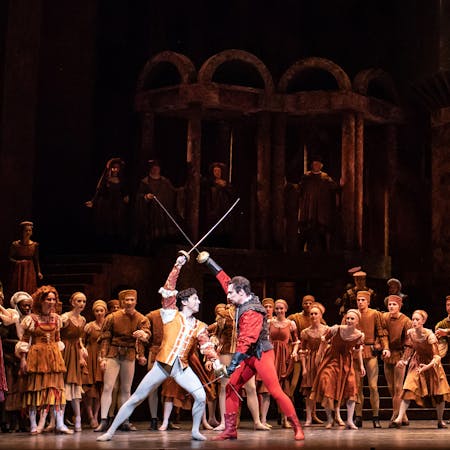 Ryoichi Hirano as Tybalt and James Hay as Mercutio in Romeo and Juliet ©2019 ROH. Photograph by Helen Maybanks