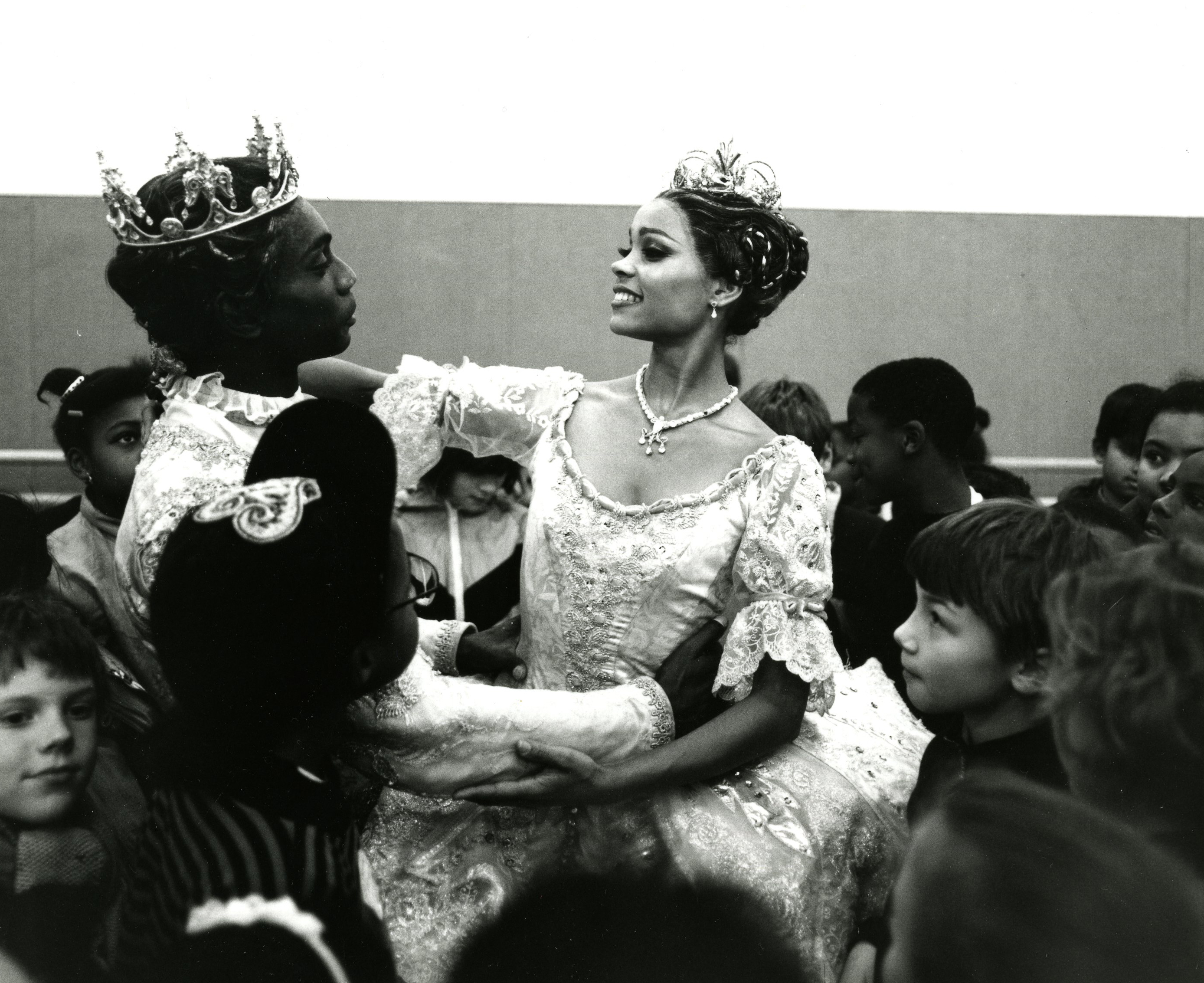 Christina Johnson and Ronald Perry of Dance Theatre Harlem meet children from two London schools ©Angela Taylor. Courtesy of ROH Collections