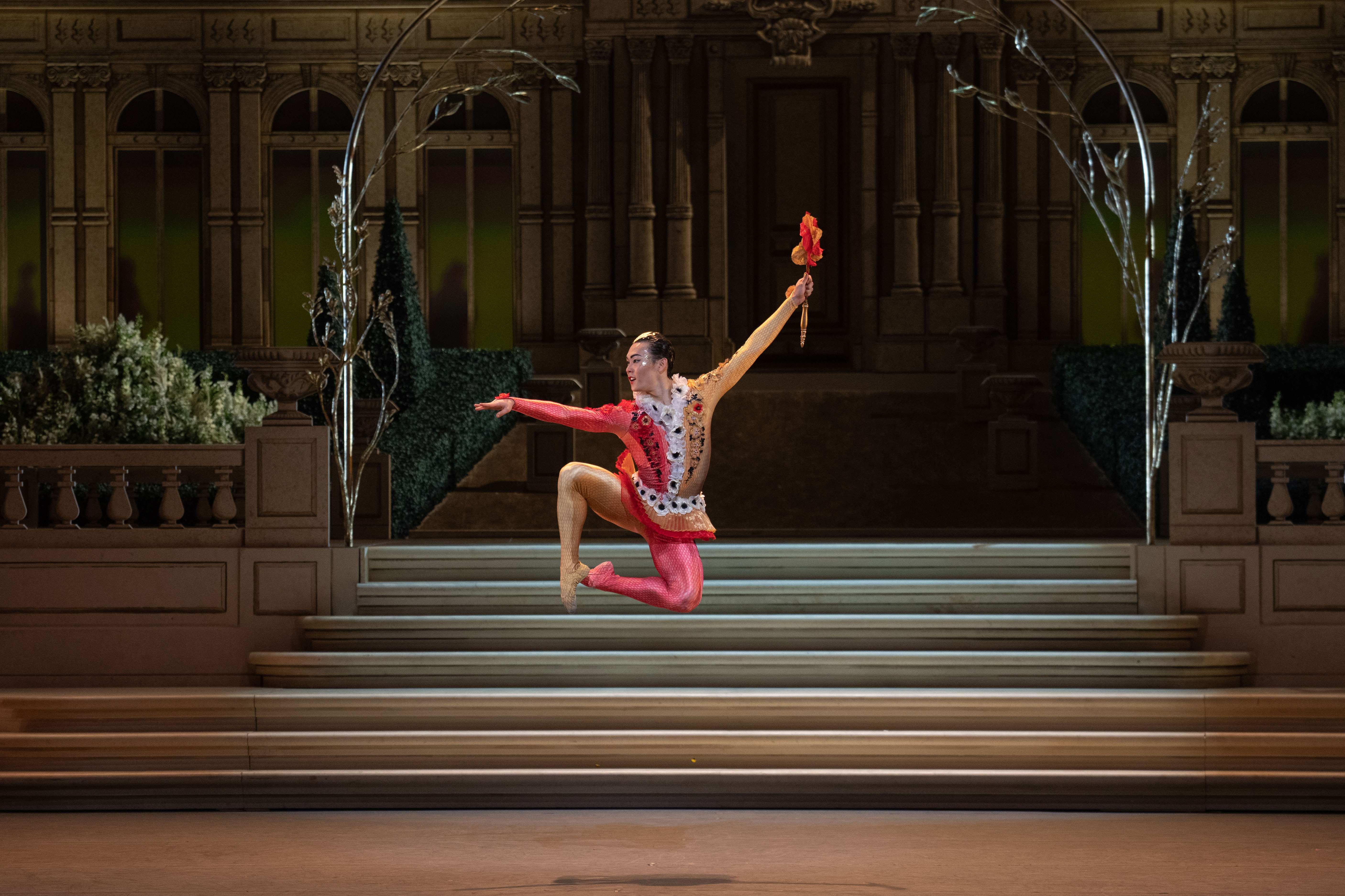 Ballet dancer performing onstage with the Royal Ballet.