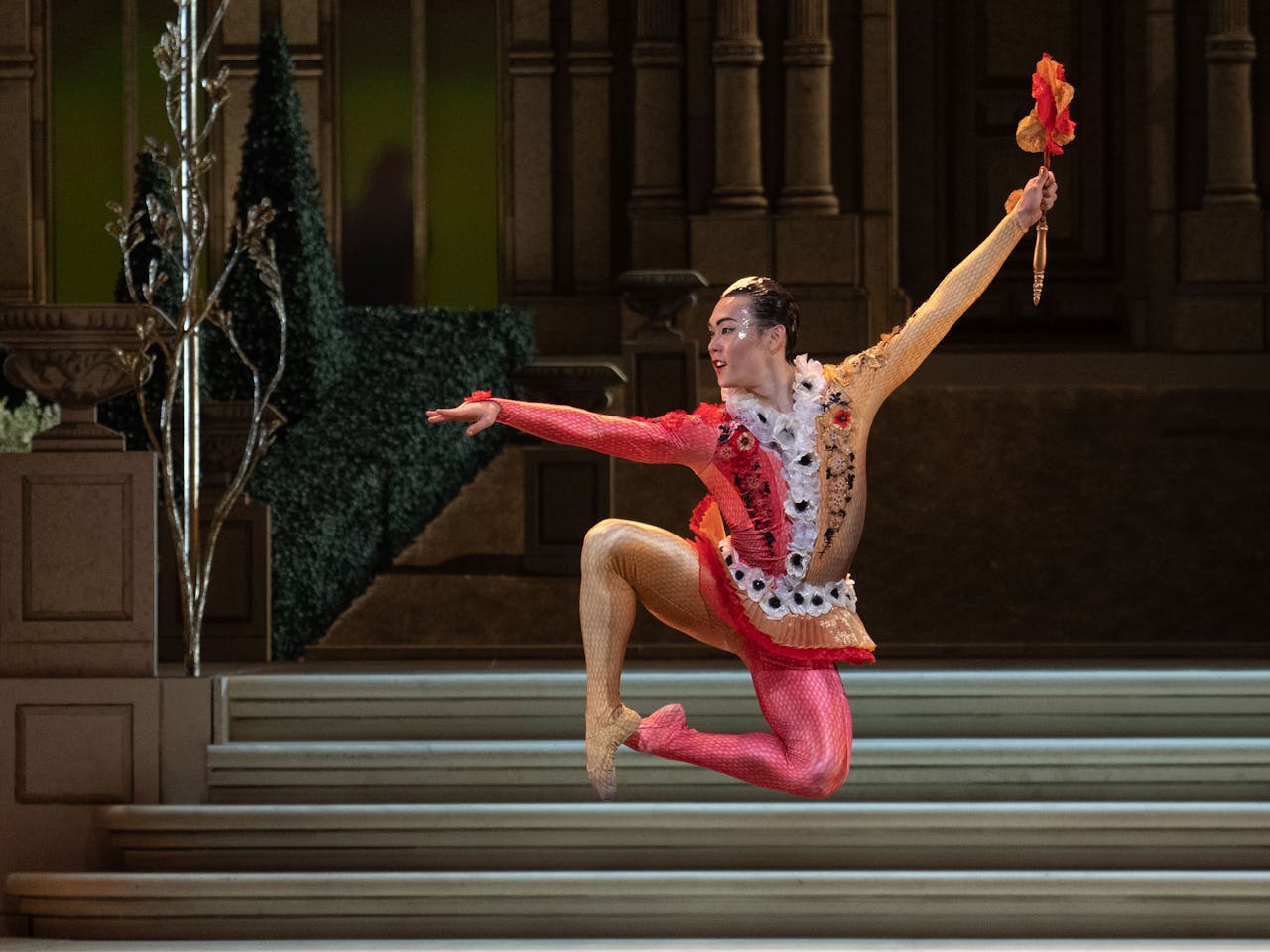 Ballet dancer performing onstage with the Royal Ballet.