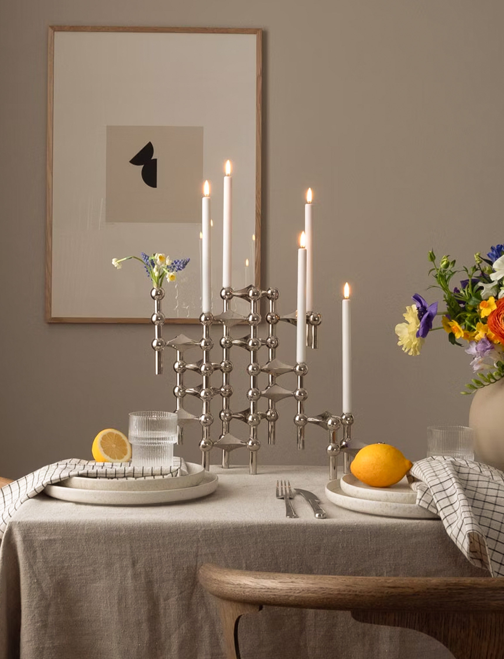 Stoff Nagel ljusstake i krom