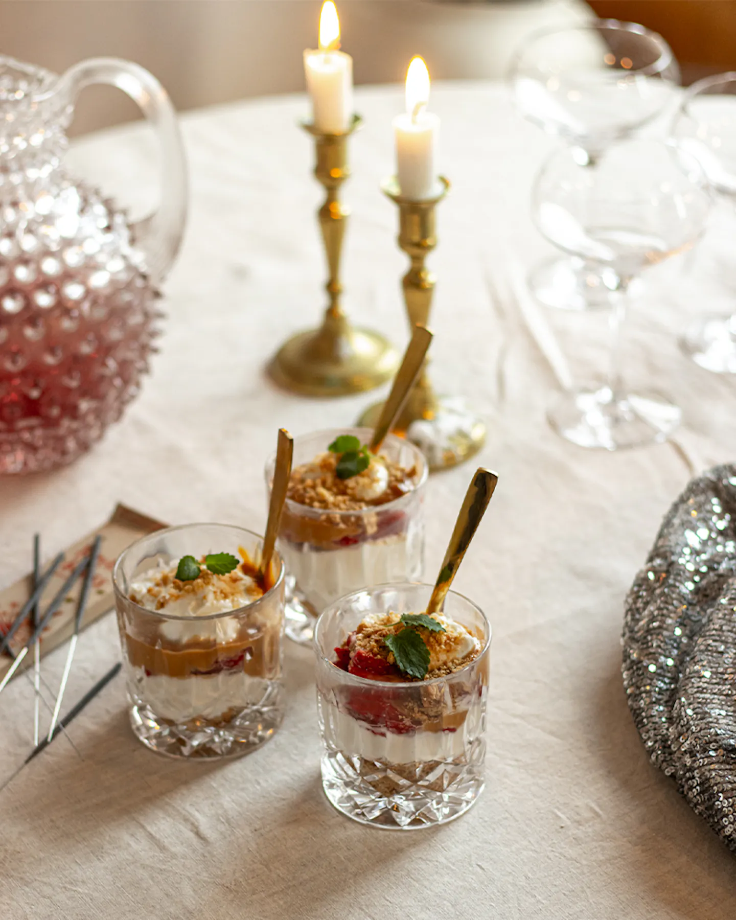 3 simple new year's desserts in glasses