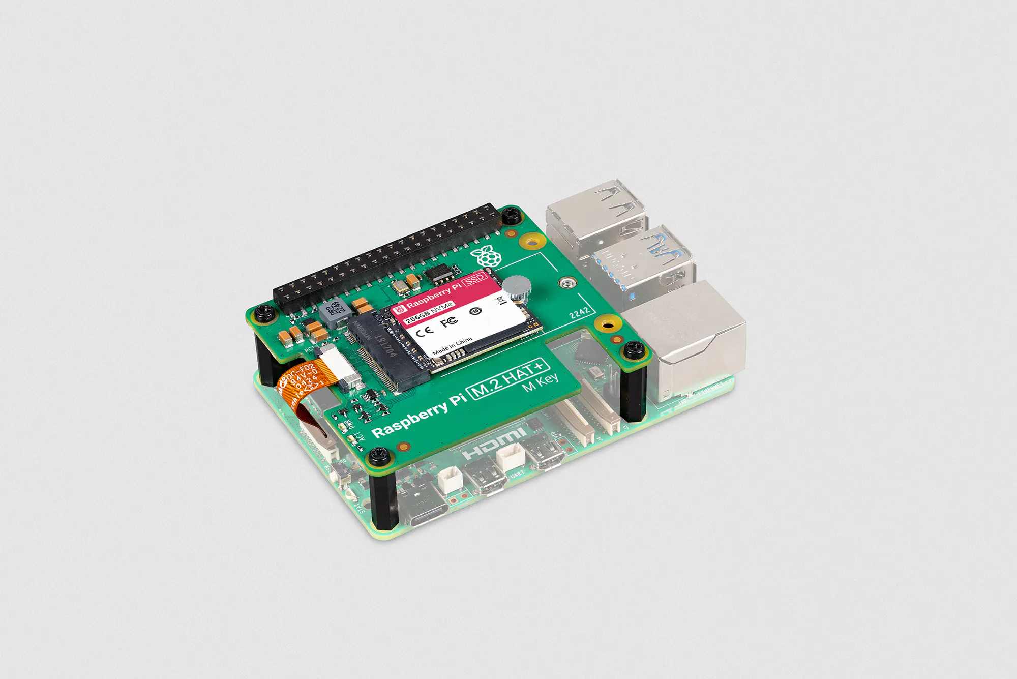 Raspberry Pi SSD Kit 樹莓派 5 專用 NVMe 擴充組 (含 M.2 HAT+ & SSD) | 512GB