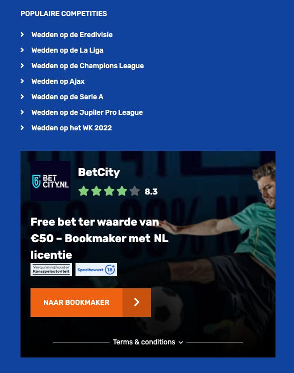 Screenshot of an affiliate link on the voetbaluitslagen site