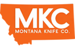 Montana Knife Company logo: white letters "MKC" above "MONTANA KNIFE CO." on an orange silhouette of the state of Montana.