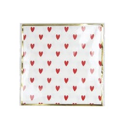 SERVIETTES 33X33CM COEURS ROUGES