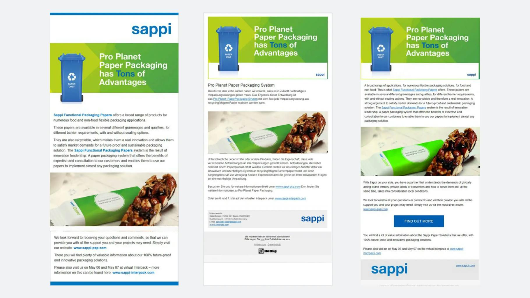 Werbeanzeigen, erstellt durch die sappi pr agentur Ruess Group GmbH