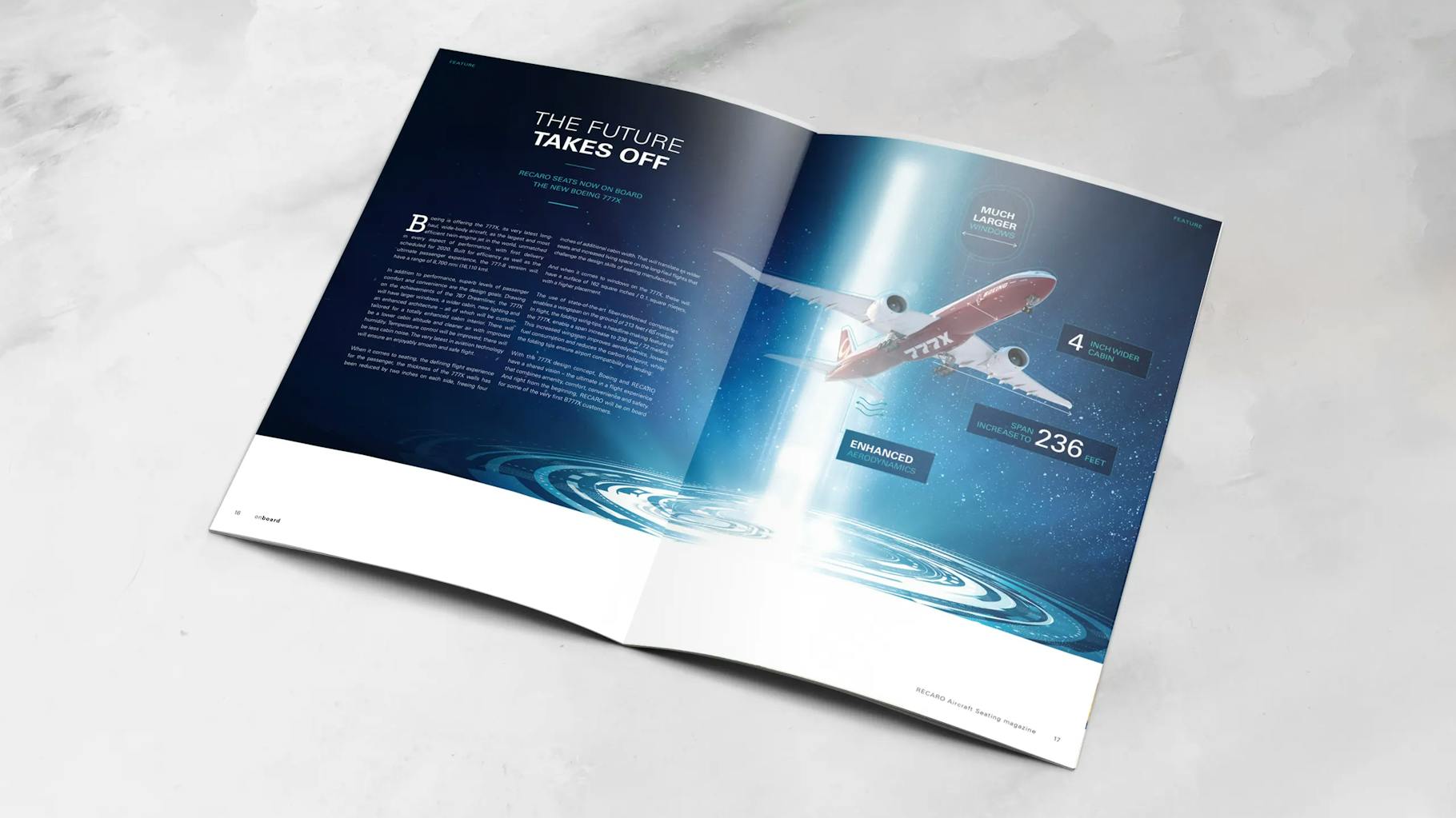 Recaro Kundenmagazin onboard zu dem Thema Kommunikationsdesign.