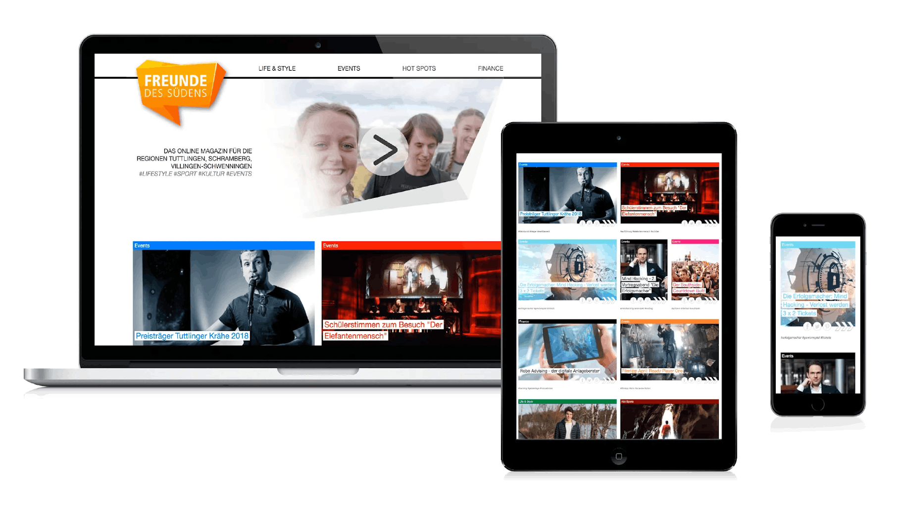 Screenshots dees content marketing sercvices der Ruess Group und der daraus entstandene Kampagne.