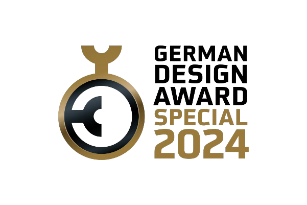 Die Grafik zeigt das Logo von dem German design award winner 2024.