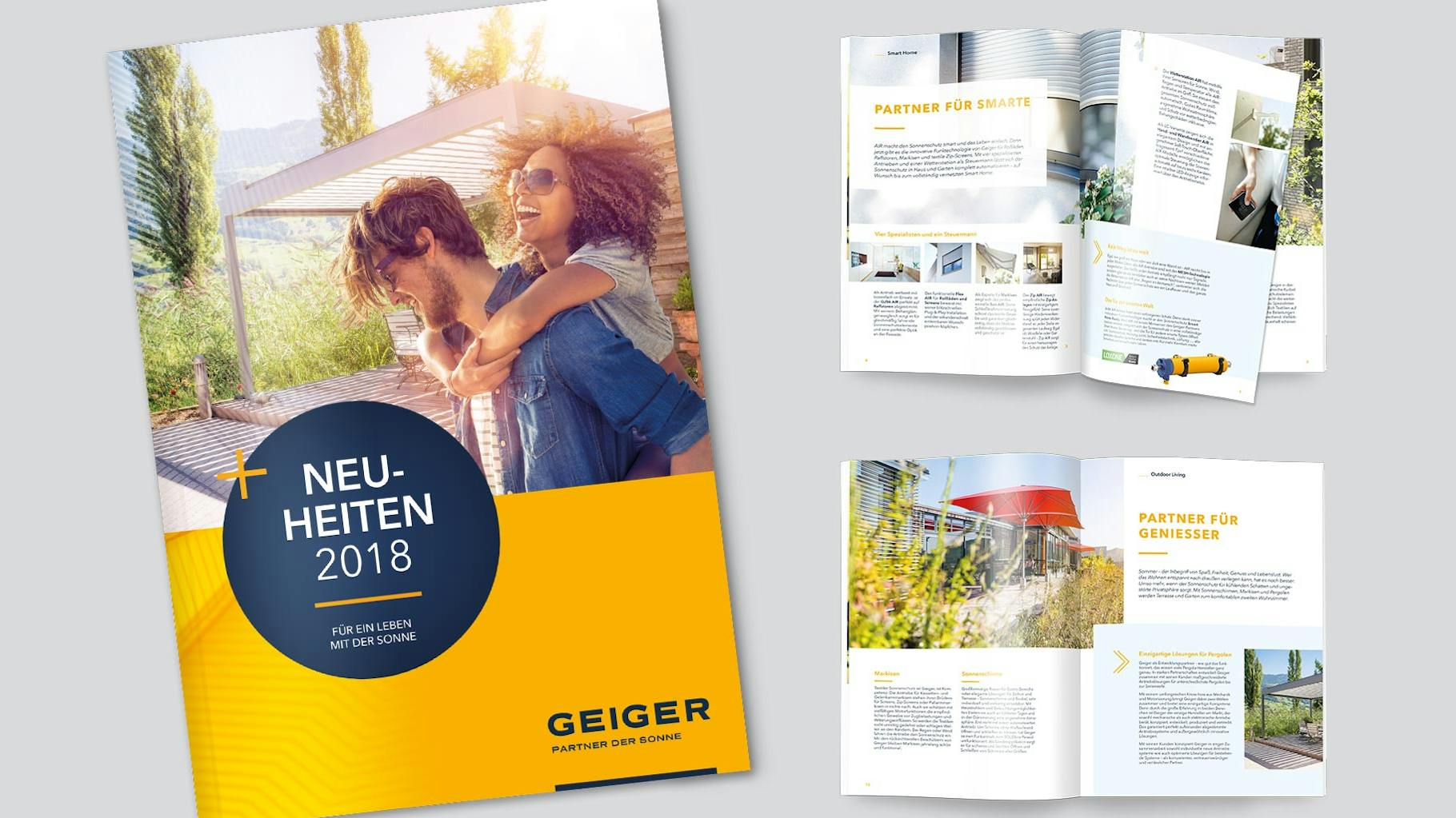 Geiger brochure: Cover and example pages