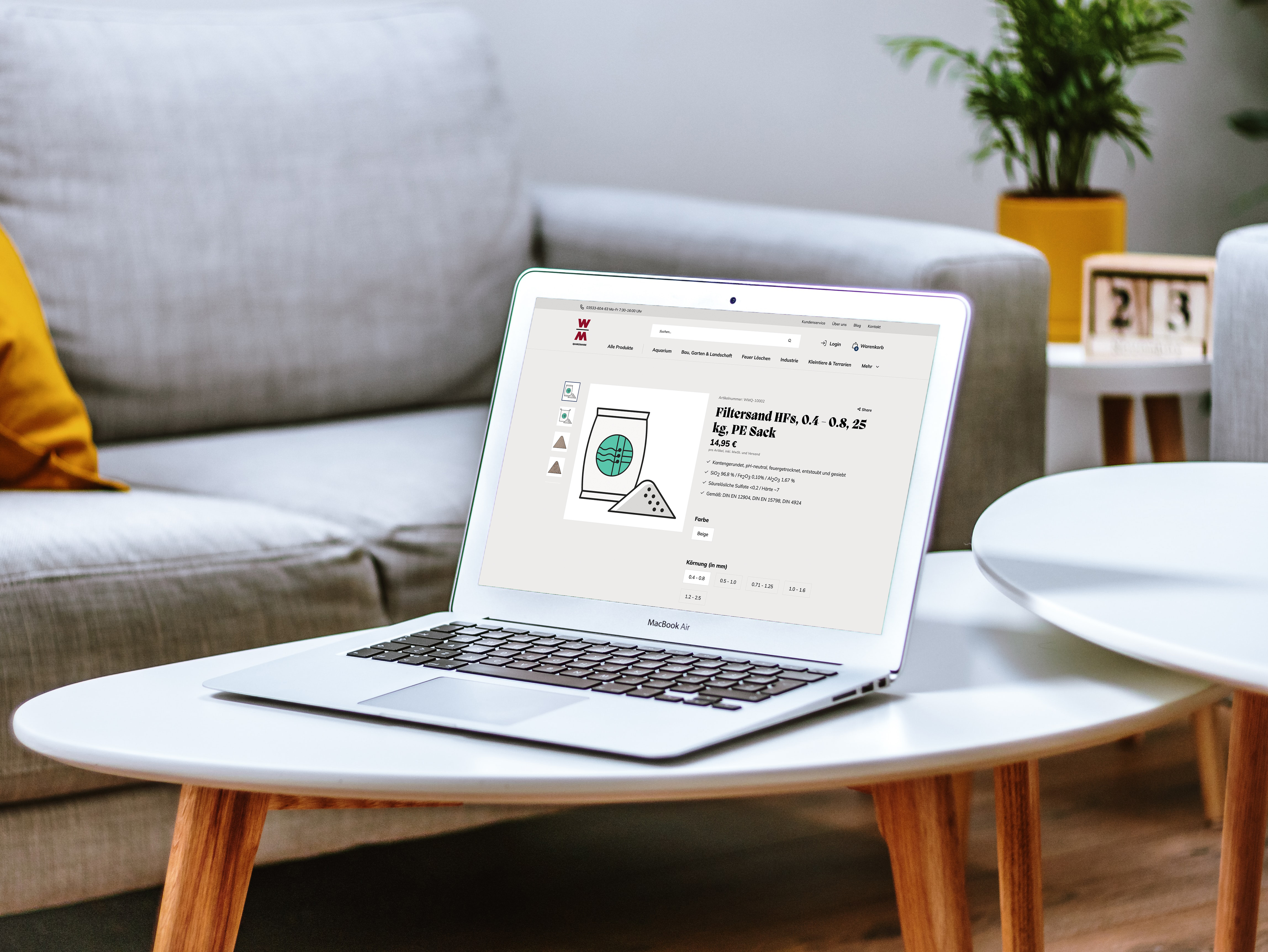 Quarzsandshop Produktdetailseite Filtersand