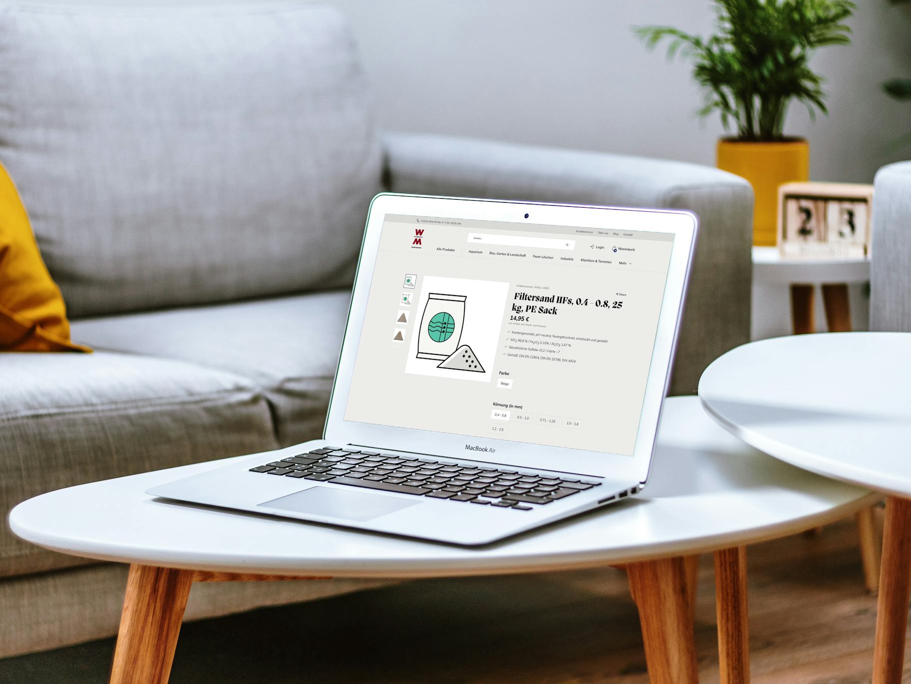 Quarzsandshop Produktdetailseite Filtersand