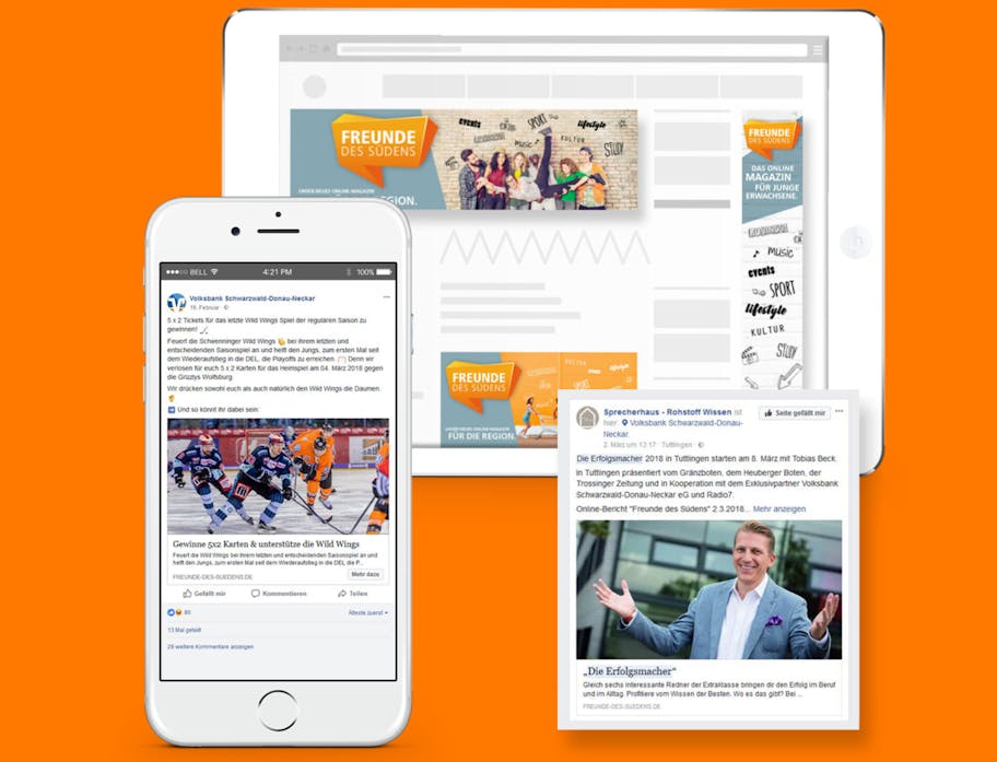 Einblicke in die Werbekampagne der Volksbank, erstellt durch den content marketing service der ruess group.