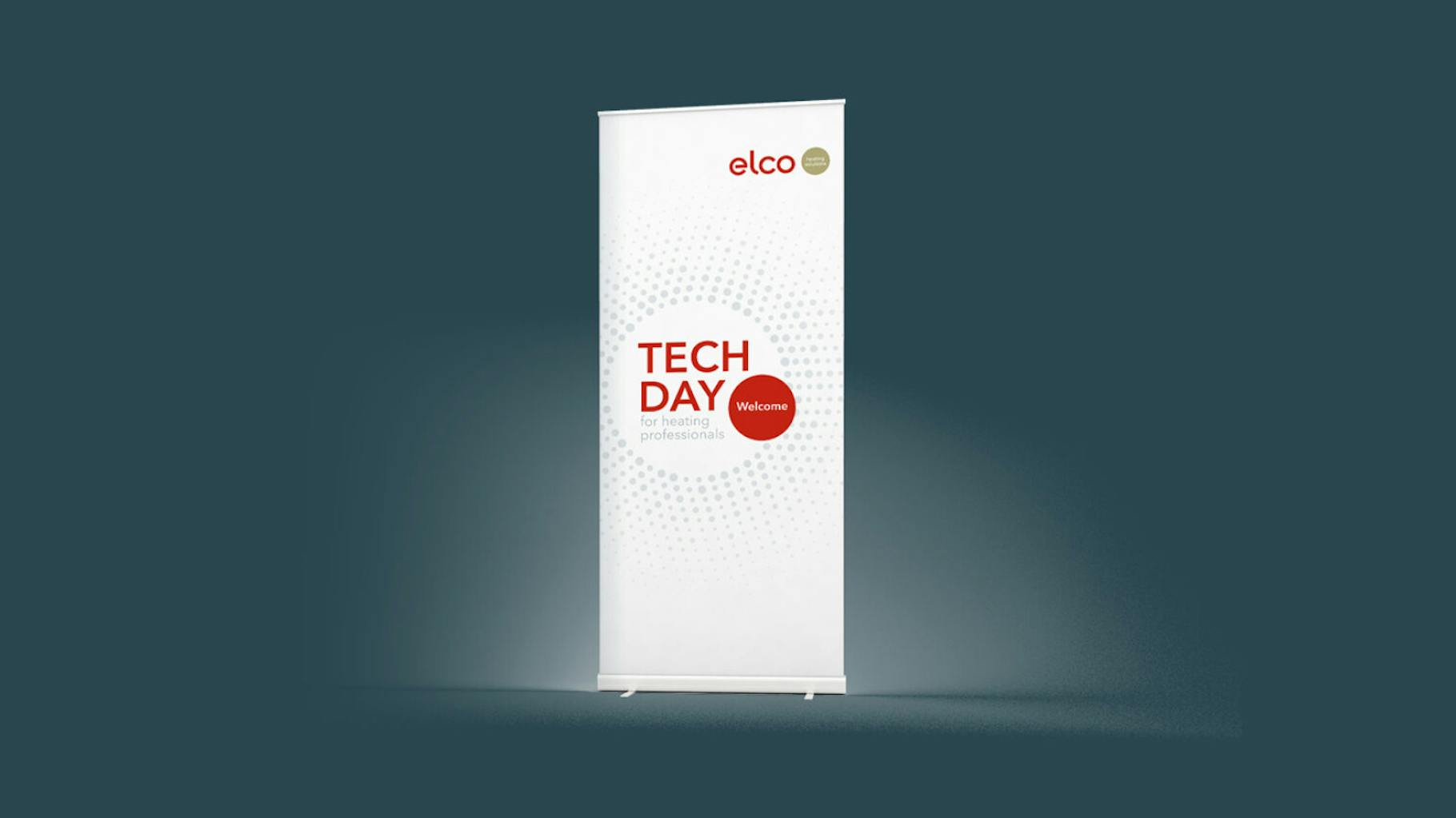 Ein virtuelles Banner, das für den ELCO Tech DAy wirbt 