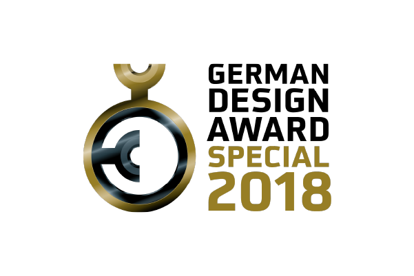 Die Grafik zeigt das Logo von dem German design award winner special 2018.