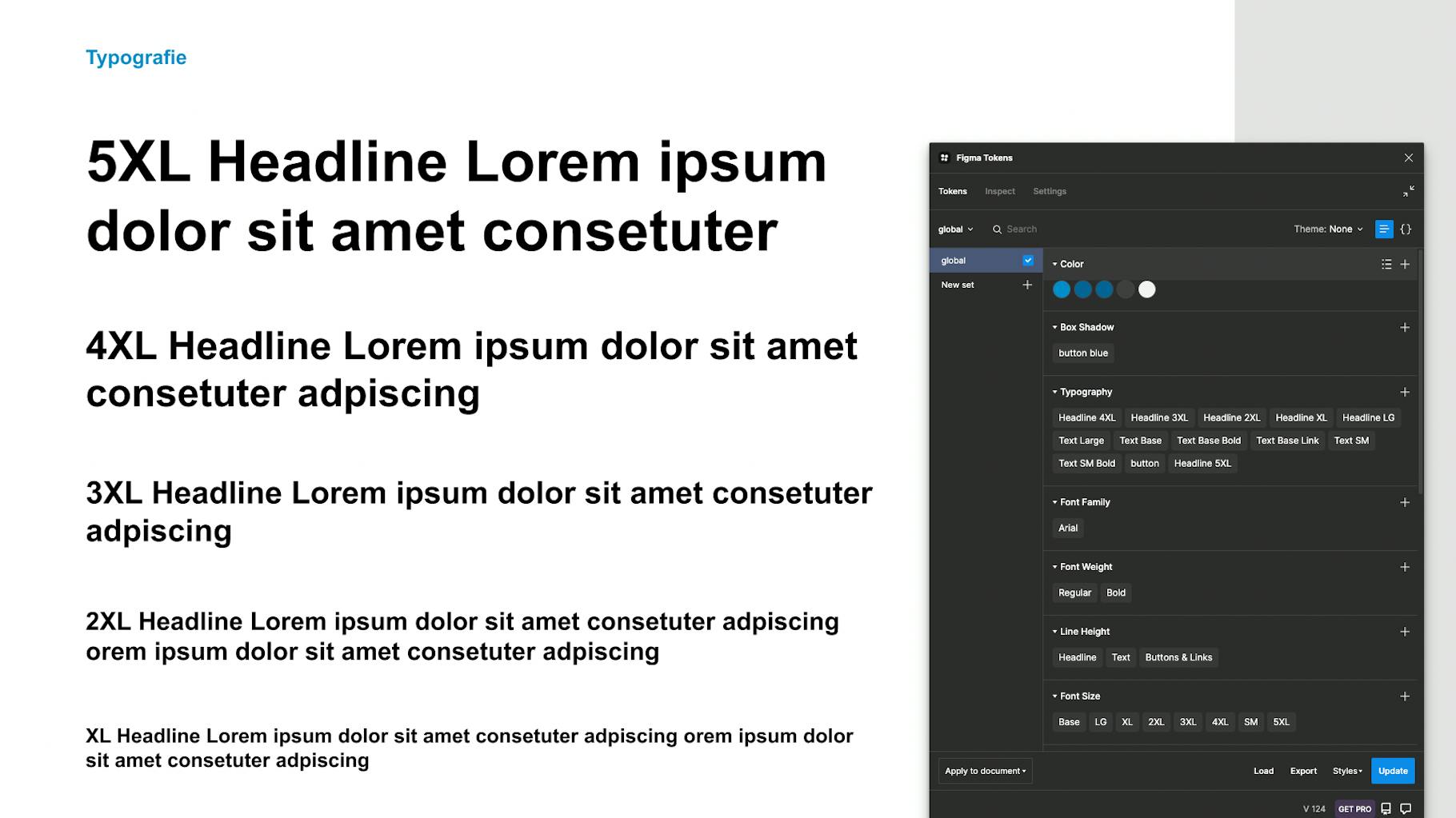 Presentation of different headline sizes, from XL to 5XL and how to work with them in Figma