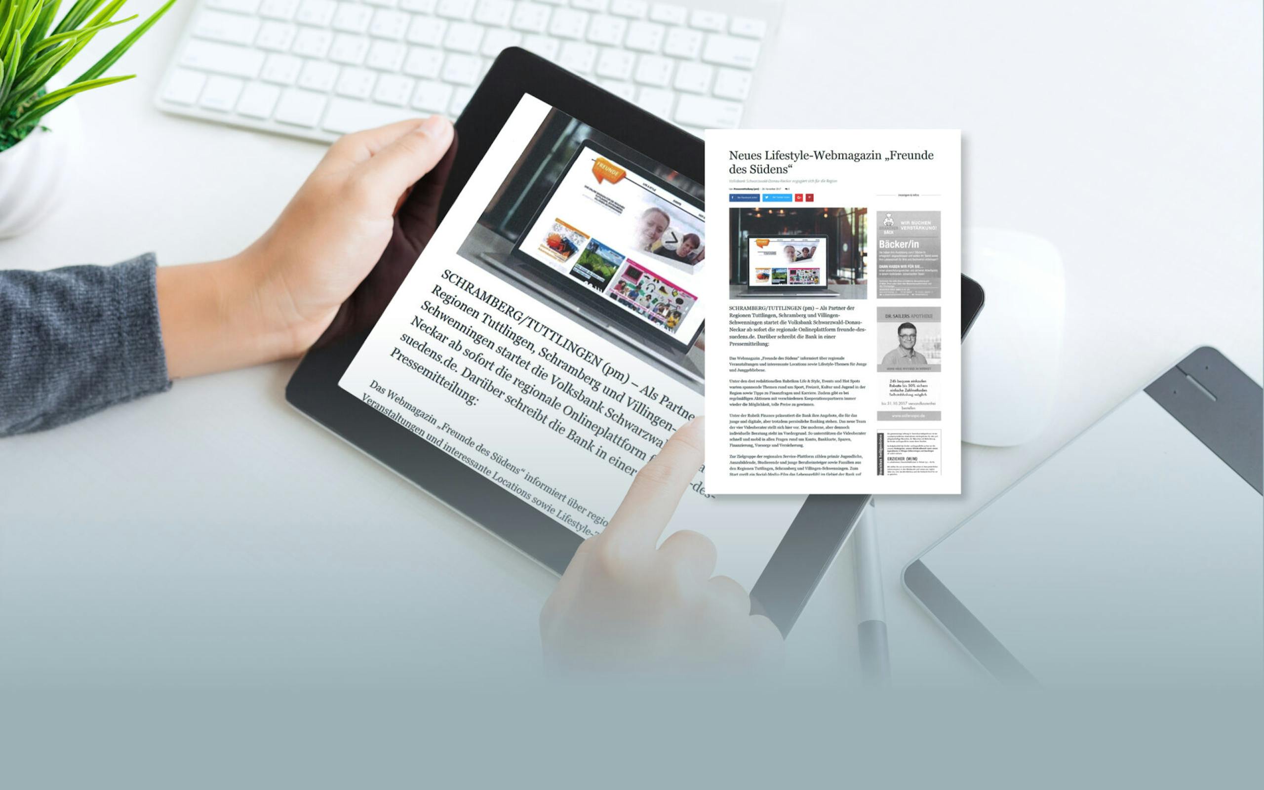 Einblicke in die Werbekampagne der Volksbank, erstellt durch den content marketing service der ruess group.