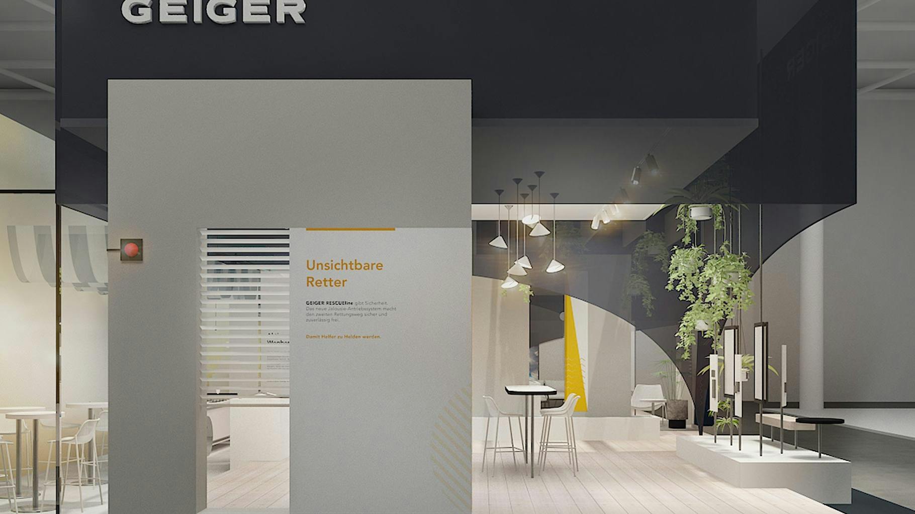 Rendering of GEIGER exhibition stand: Front view