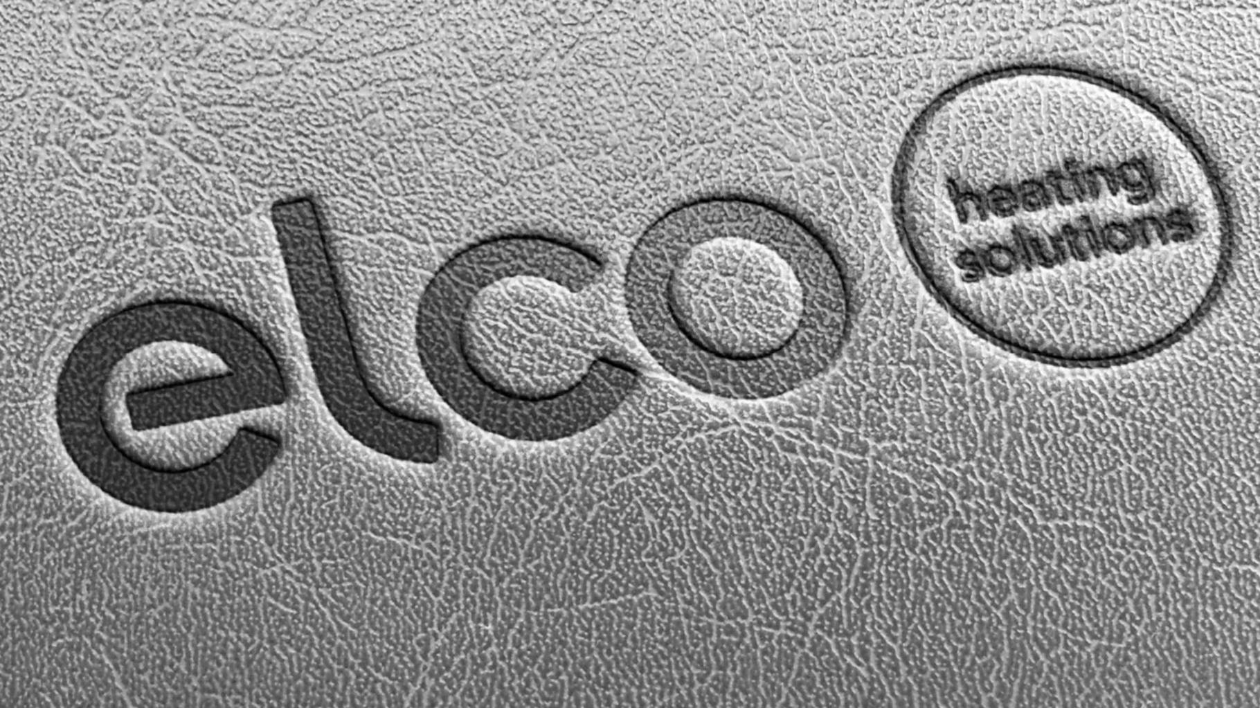 Das ELCO-Logo auf einem grauen Lederuntergrund 