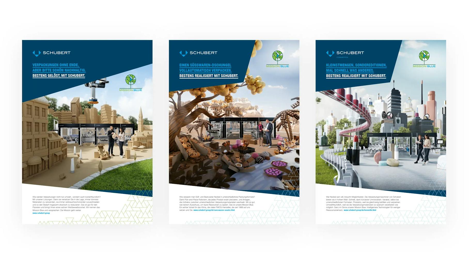 Three advertising banners created by the B2B advertising agency Ruess Group