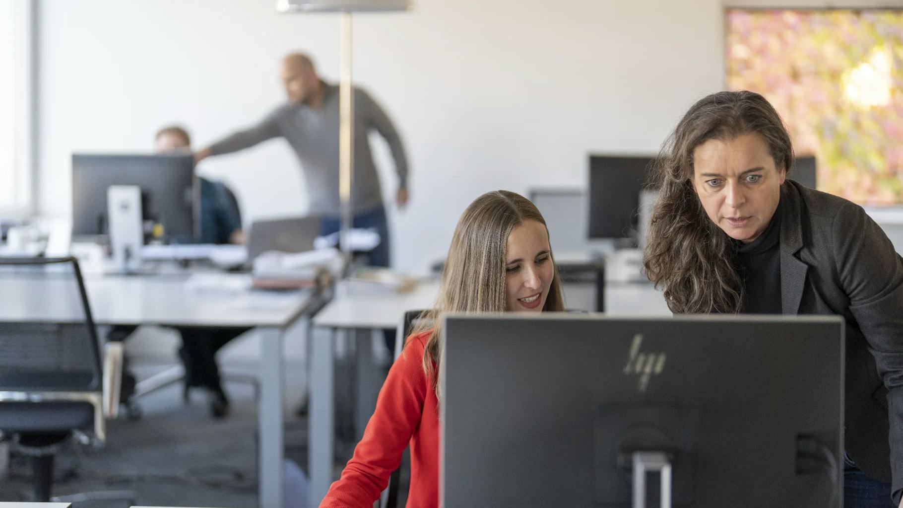 Kolleginnen arbeiten am Computer 