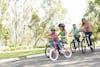 Parents biking with their kids.