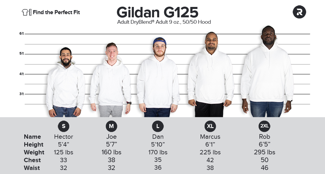 gildan dryblend size chart