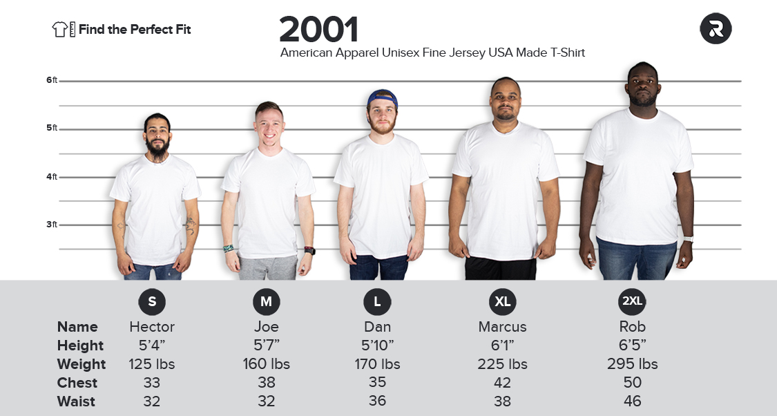 american apparel t shirt sizing