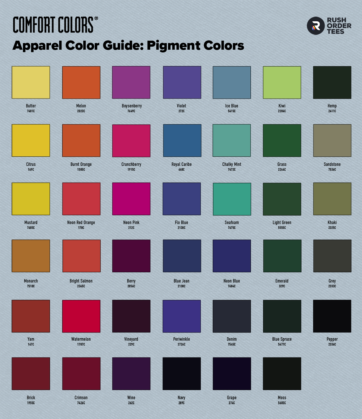 16+ Comfort Color Size Chart