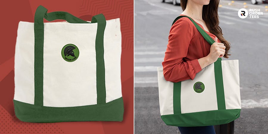 Rubber patch logo tote bag design