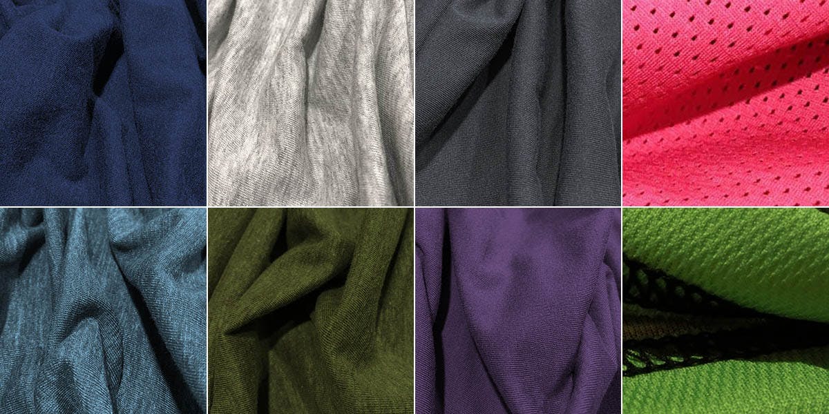 Different types of gym shirt fabrics.