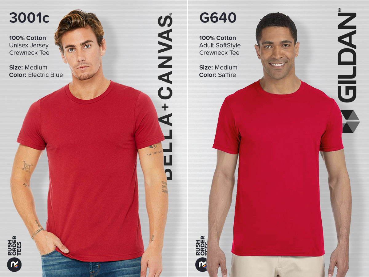 Bella Canvas vs. Gildan Comparing 5 of Their Top T shirts