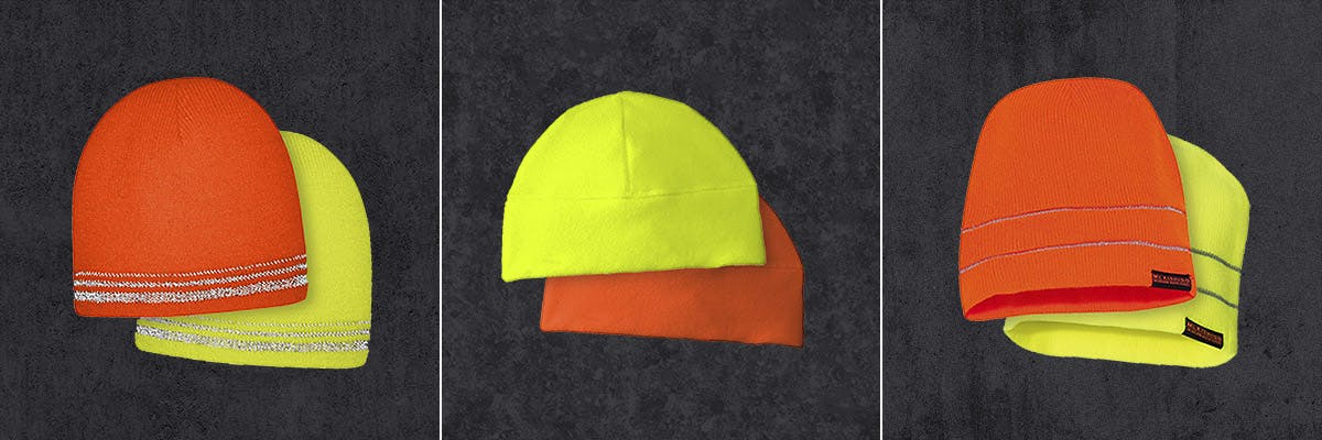 Examples of hi-vis beanies.