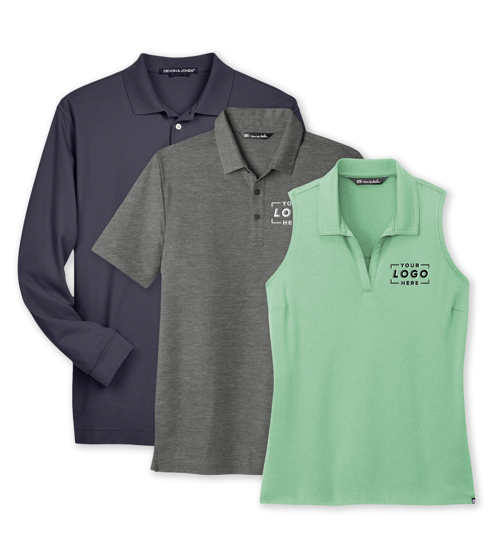 Polo shirts with outlet logos