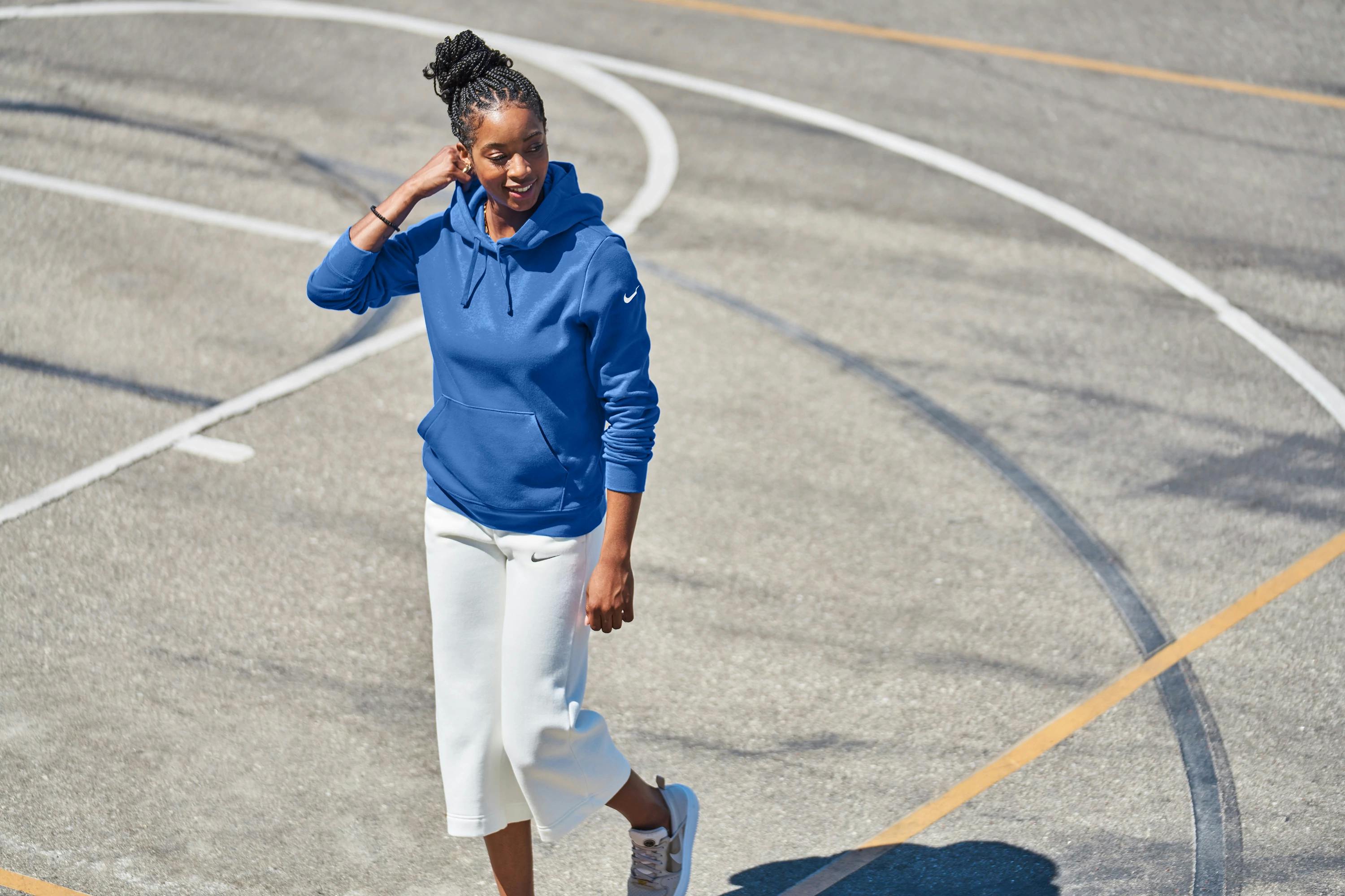Nike Women's Club Fleece Sleeve Swoosh Pullover Hoodie - additional Image 1