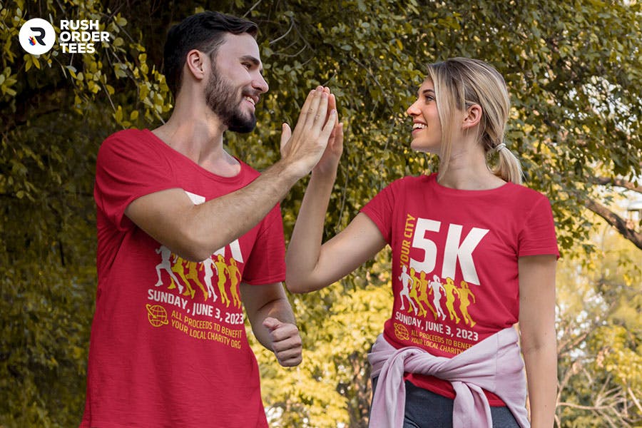 Charity fun run/walk fundraiser example t-shirts