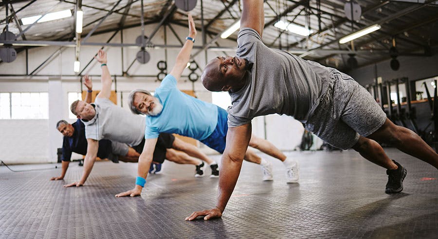 People exercising at the gym.