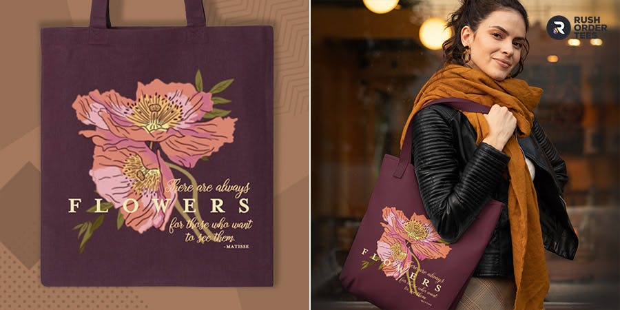 Floral style tote bag design