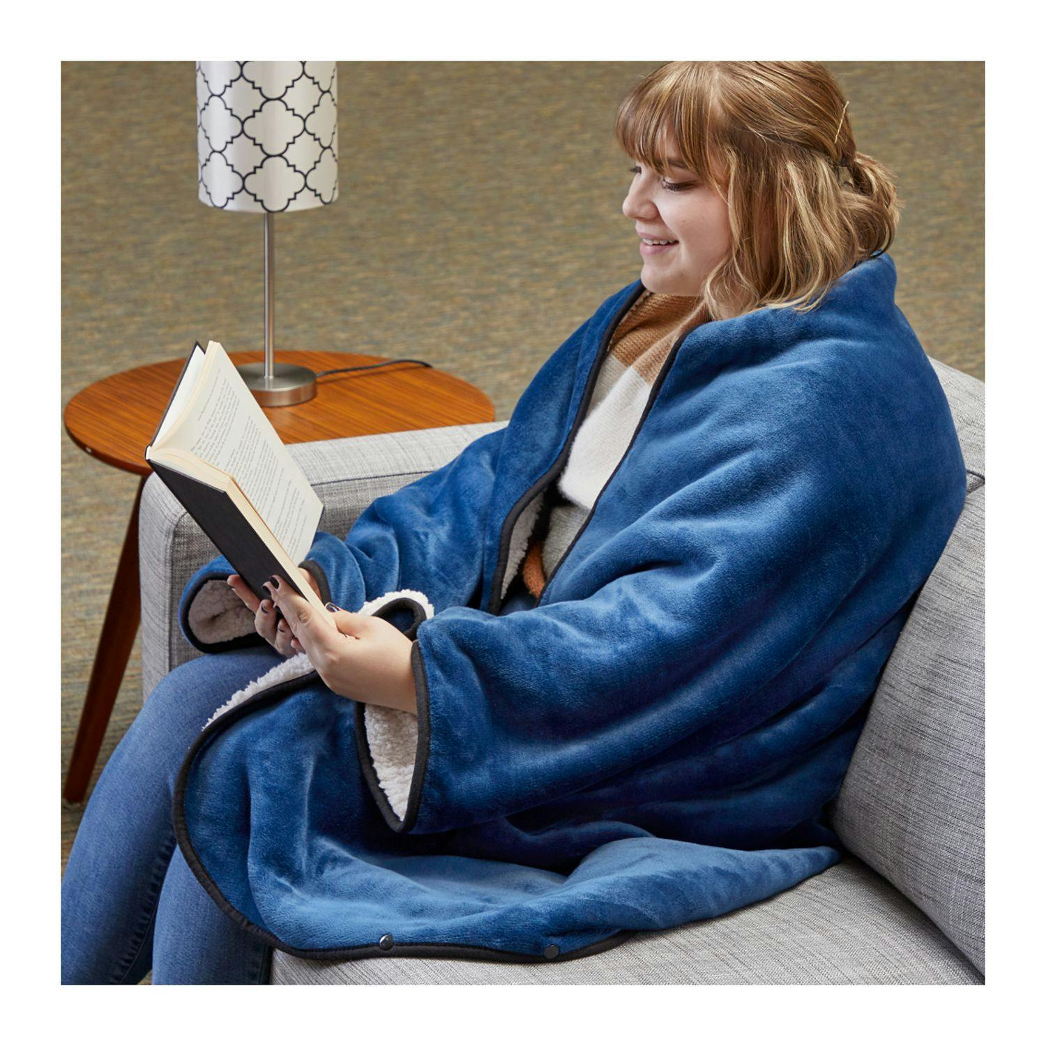 Oversized Wearable WFH Cozy Fleece Sherpa Blanket - additional Image 3