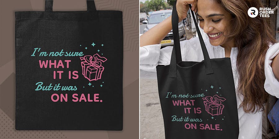 Shopping theme tote bag design