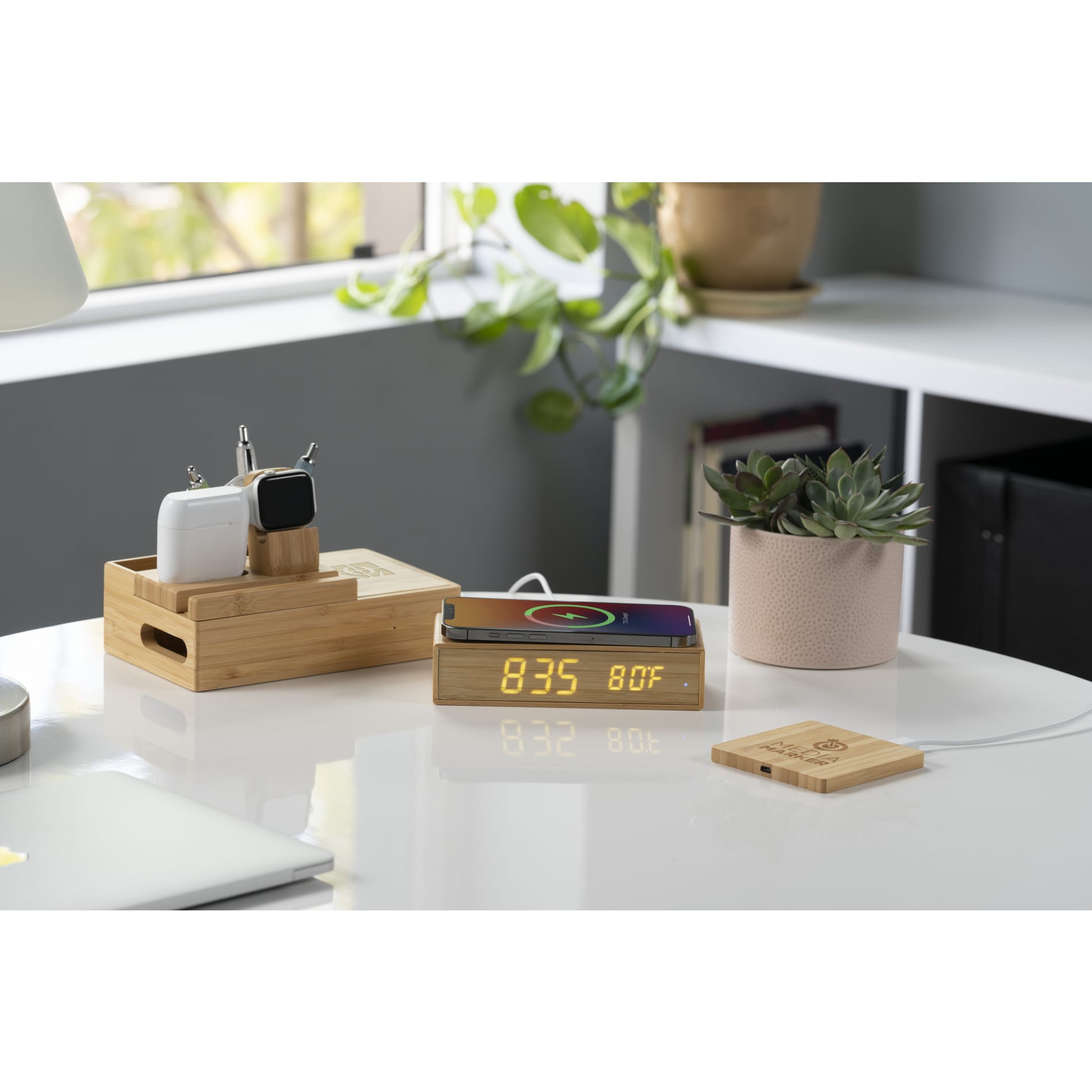 Custom Bamboo Wireless Charging Pad with Dual Outputs | Design Online