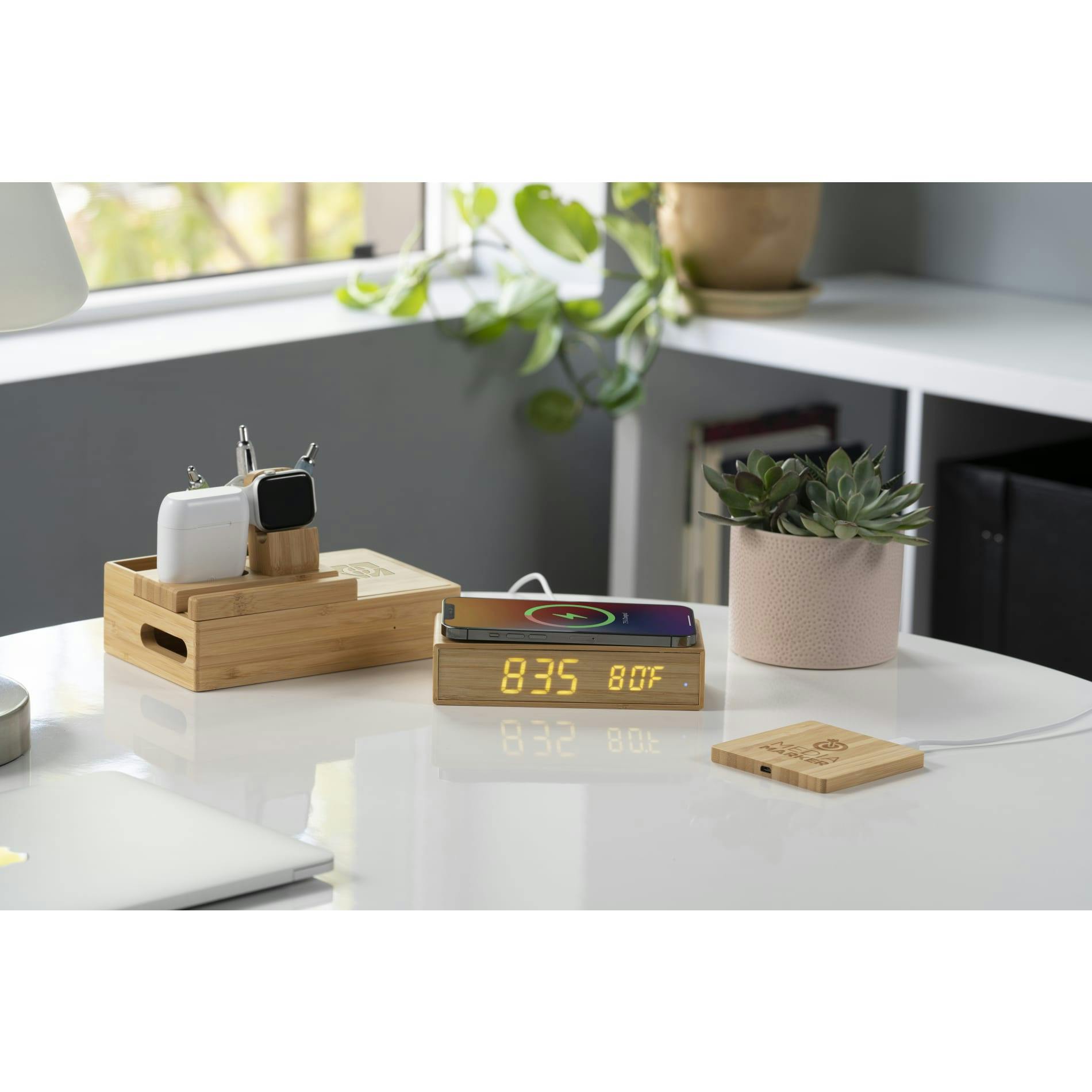 Bamboo Wireless Charging Pad with Dual Outputs - additional Image 1