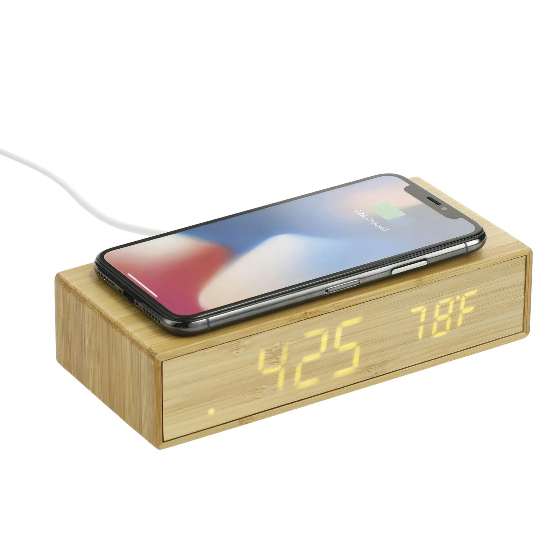 Bamboo Wireless Charging Desk Clock - additional Image 9