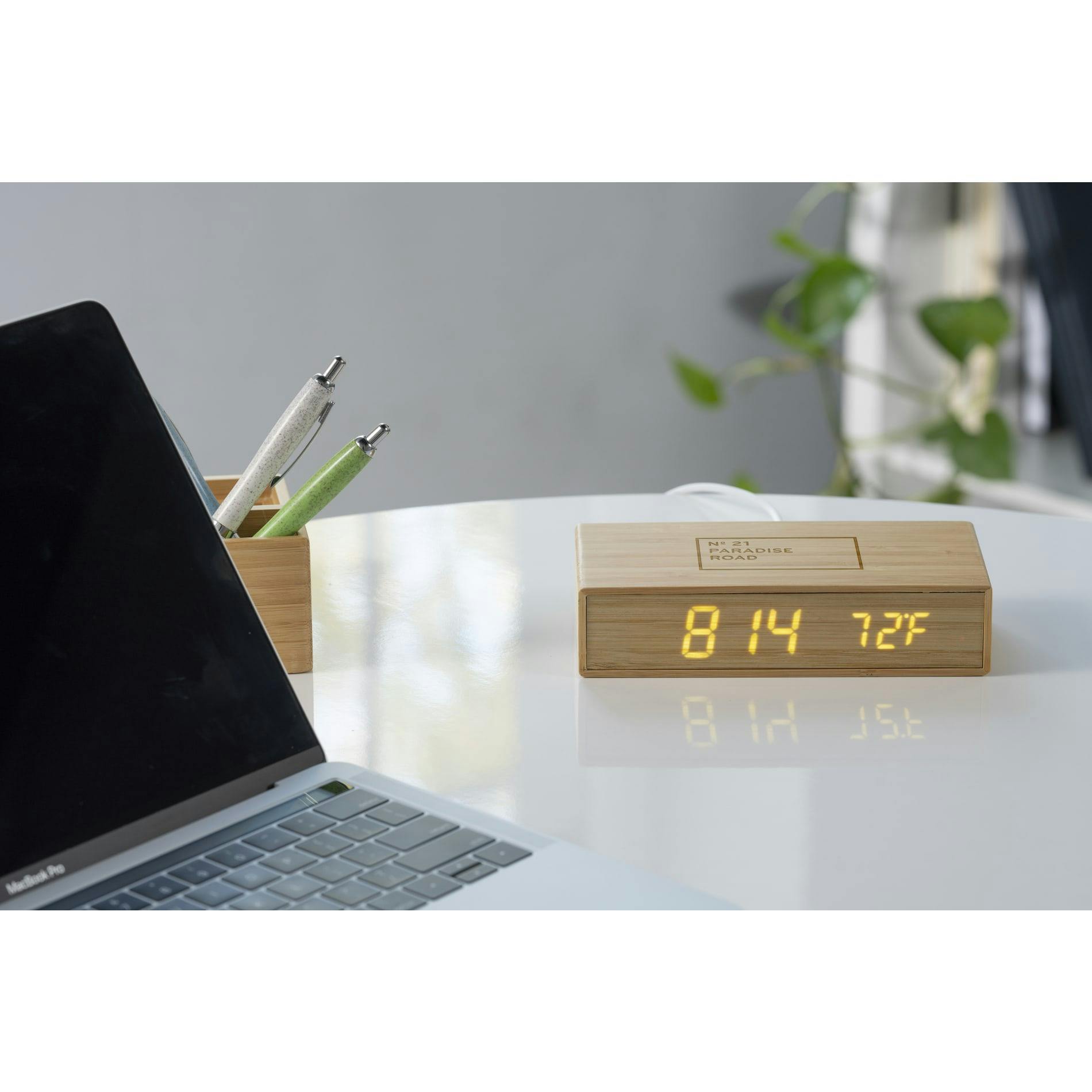 Bamboo Wireless Charging Desk Clock - additional Image 1